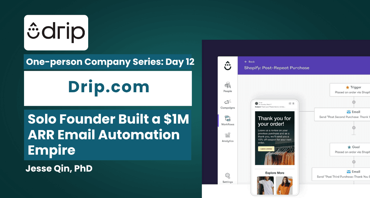 Drip: Solo Founder Built a $1M ARR Email Automation Empire
