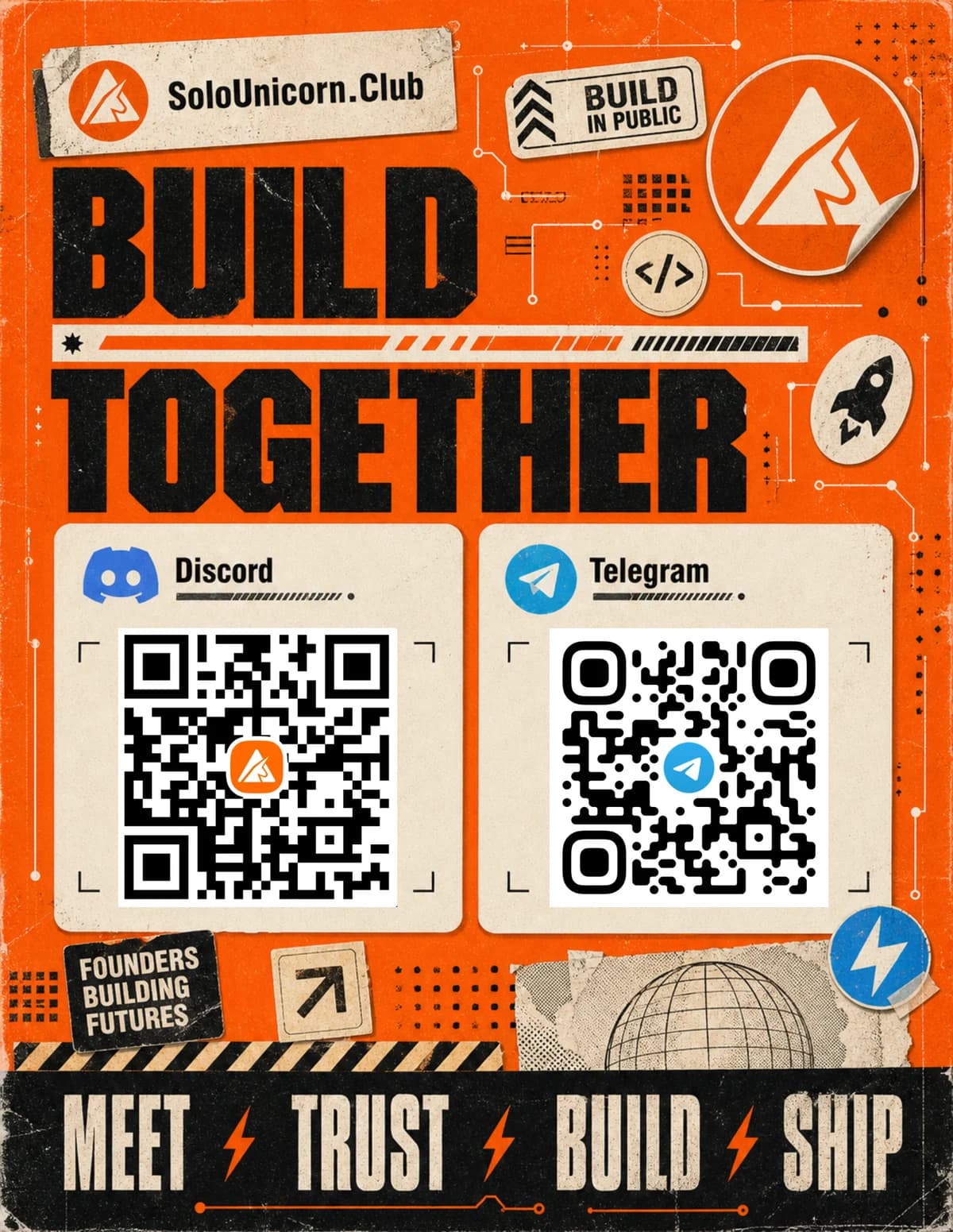 Solo Unicorn Club Discord 和 Telegram 二维码